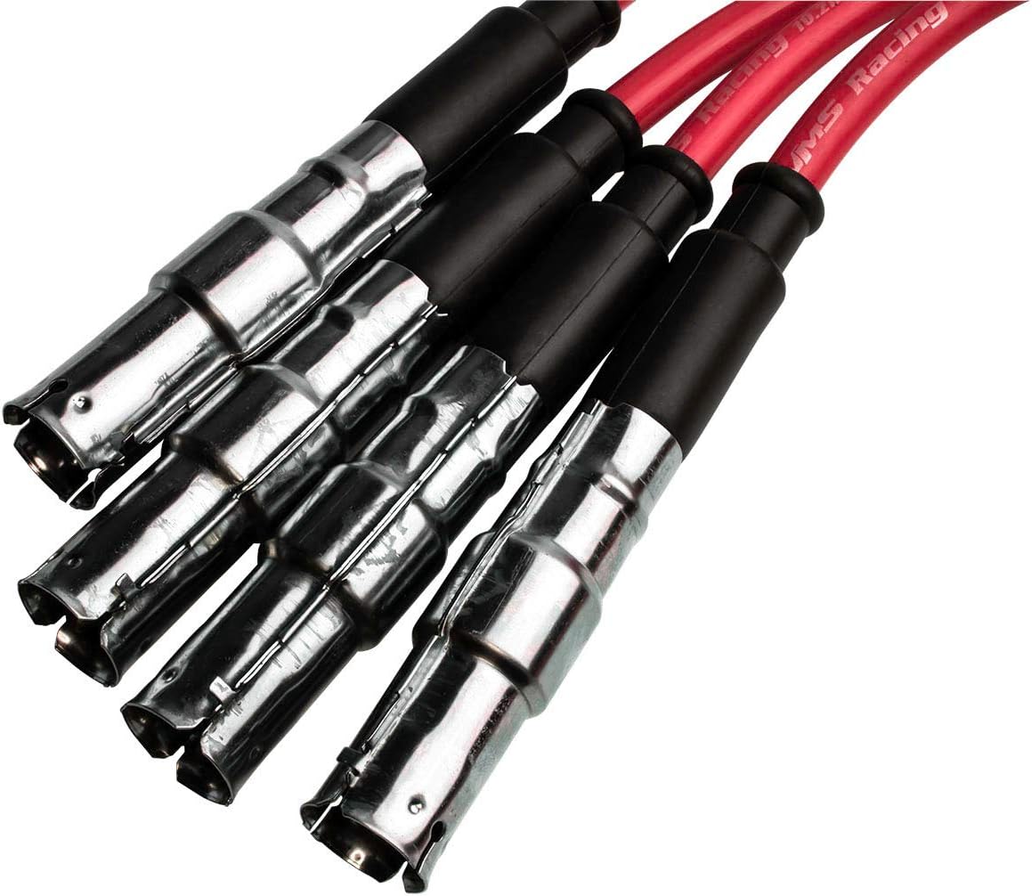 VMS RACING 11-14 10.2mm High Heat Performance Ignition Spark Plug Wires Set in Red Compatible with Volkswagen Vw Jetta 2.0l Engines Only 2011-2014