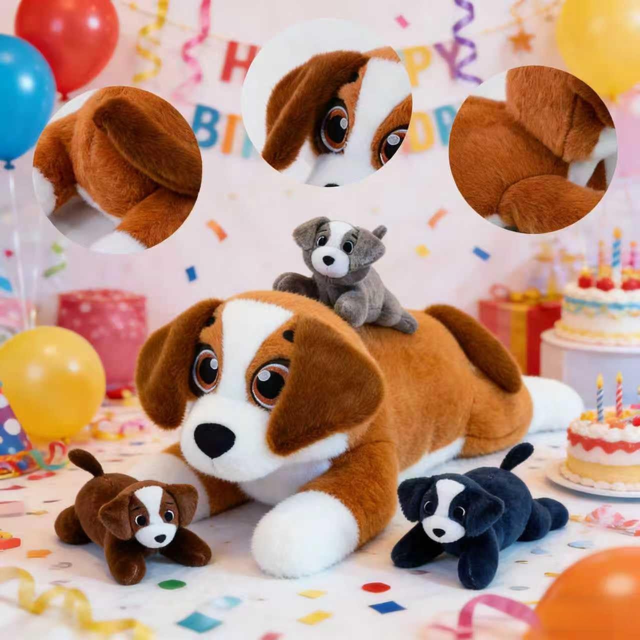 4Pcs Dog Stuffed Animals, Weighted Stuffed Puppy with Babies Inside, Mommy Dog with Puppies Inside, 20" 3.3lbs Weighted Beagle Puppy Plush Toy for Kids on Birthday Children's Day Christmas