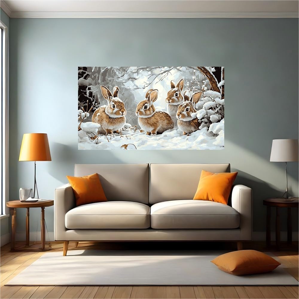 Vinilo adhesivo de conejo de nieve de 120x80 cm para decoracion de paredes de habitaciones