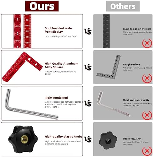 Miniatura 2 de Abrazadera de esquina de 90 grados, ángulo recto para carpintería, paquete de 4 abrazaderas de esquina de aleación de aluminio de 5.5 x 5.5