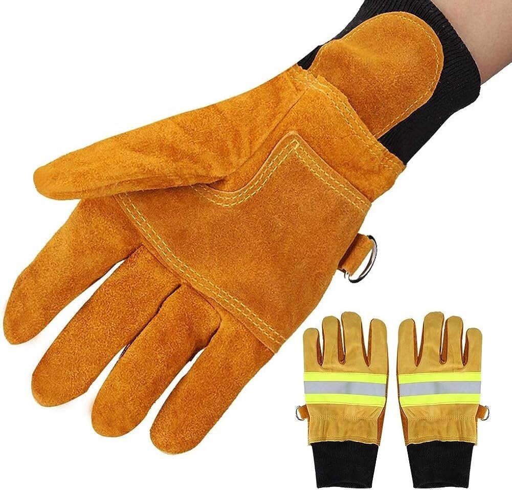 Guantes, par de Guantes de Cuero de Vaca - Guantes de Seguridad Largos Resistentes al Calor ignífugos, Calor Radiante, Guantes de protección de Trabajo de Alta Resistencia