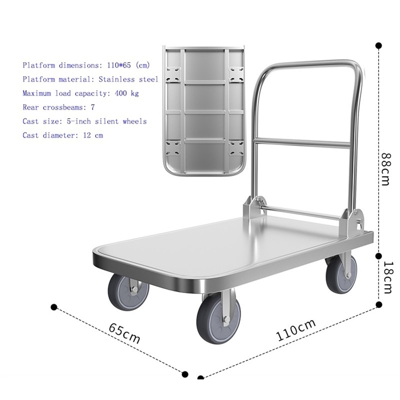 HeavyDu stalowy wózek platformowy z kołami 15 cm – wózek przemysłowy do użytku magazynowego, ruchomych pieców i ciężkiego transportu Equint