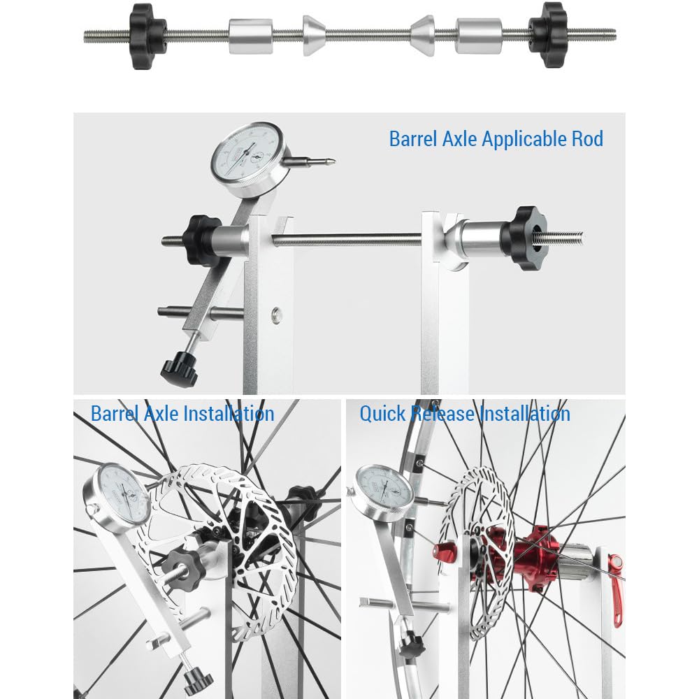 Fahrrad-Rad-Zentrierständer,Fahrrad-Rad-Ausrichtungs-Reparaturwerkzeug mit Messuhr für Schnellspanner und Steckachse,Fahrrad-Radausrichtungswerkzeug