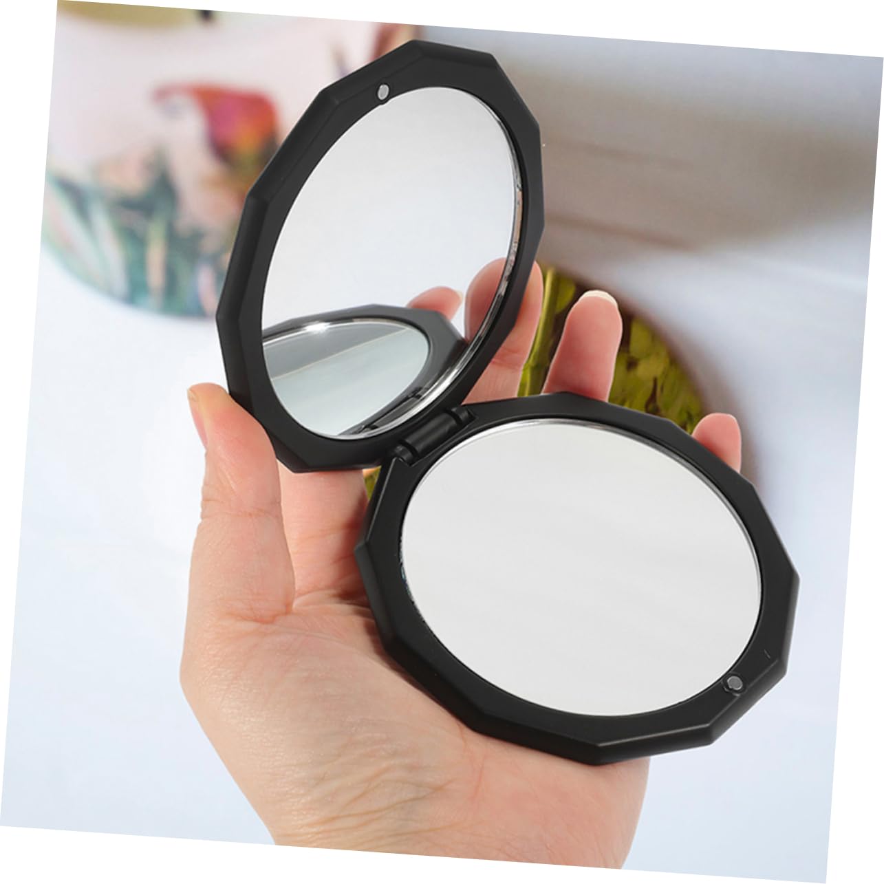 Healvian 2 Espejos de Maquillaje Aumento Espejo de Tamaño de Viaje Plegable Diseño de Tapa Reversible Adecuado para Viajes Uso Diario
