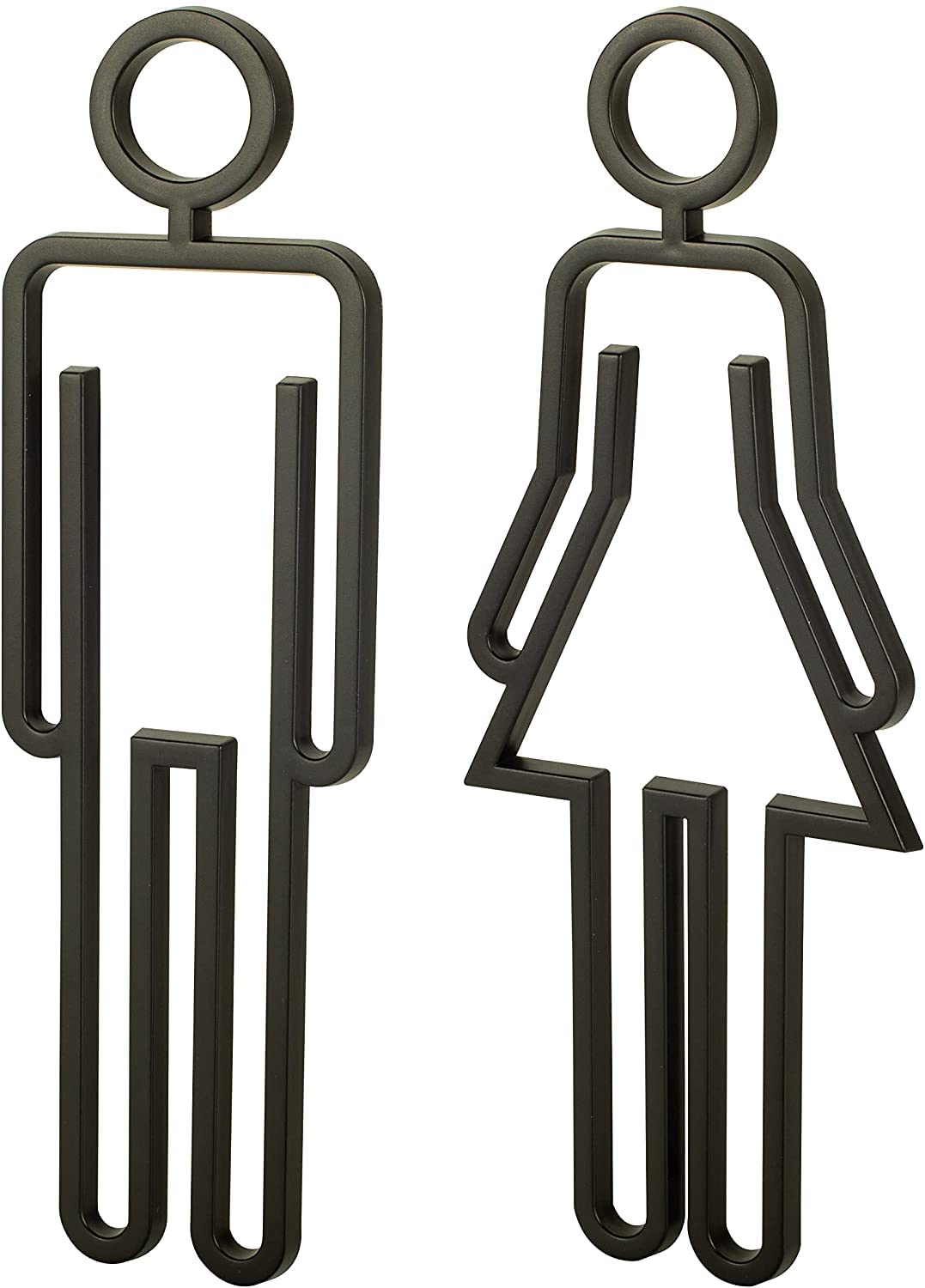 Modern Acrylic Bathroom Sign Symbols - Men Women Toilet, Restroom Signs for Business, Bathroom Signage (Black)