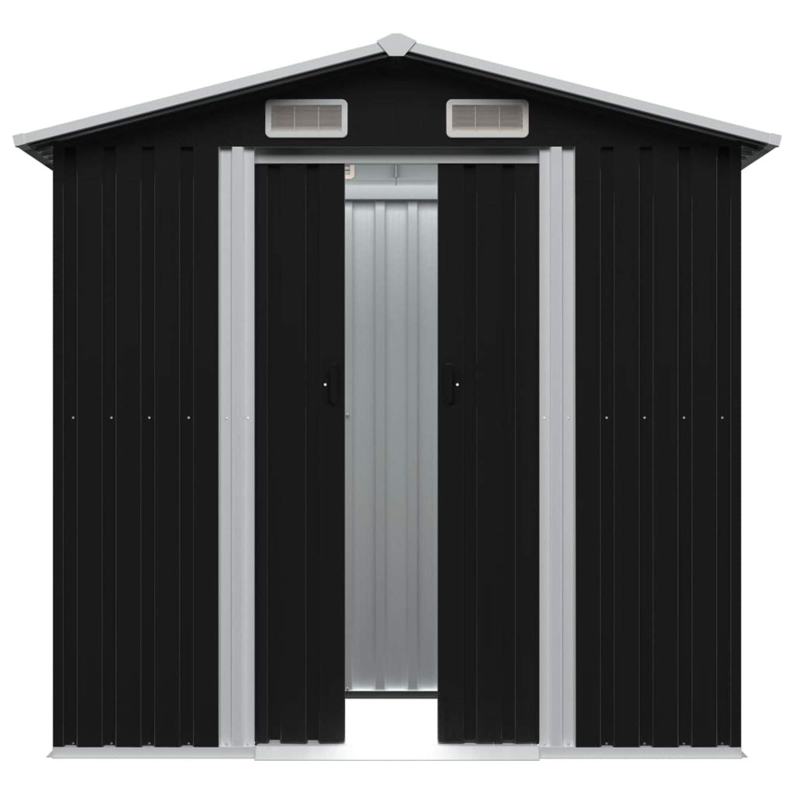 ShGaxin Domek ogrodowy, domek ogrodowy, skrzynia ogrodowa, wiata ogrodowa, szopa ogrodowa, szopa na zewnątrz, stal szary antracyt 204 x 132 x 186 cm