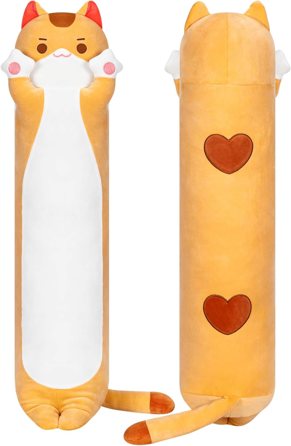 Mewaii Long Cat Plush Kawaii Kids Plush Toy Pillows, Cute Cat Stuffed Animals Soft Plushies, Kitten Big Plush Toys Throw Body Pillow Doll Gift for Girls Boys (Brown Cat Body Pillow 20 Inch)