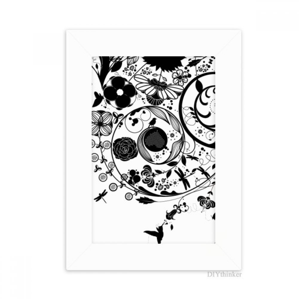 Cadre photo bureau noir et blanc silhouette plantes fleurs pour photo 10.2x15.2 cm