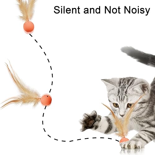 Miniatura 3 de Pelotas de juguete para gatos con plumas, 3 pelotas interactivas para gatos de interior y gatitos juguetones, juguetes de goma para juegos