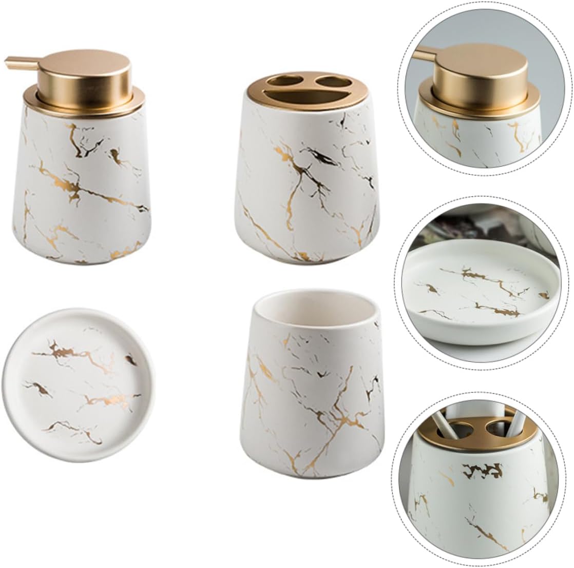 1set Elegant Ceramic Bathroom Kit Toothbrush Holder Wash Cup Soap Dish Lotion Bottle