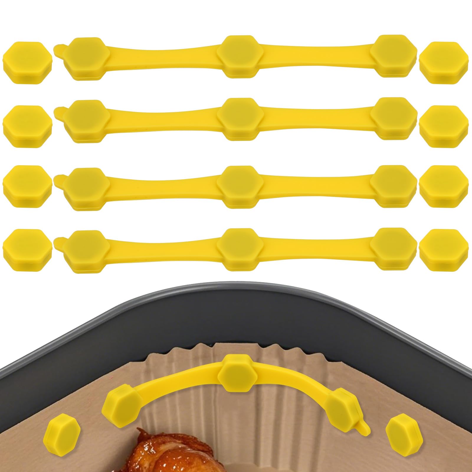 12pcs Air Fryer Magnets Set, Reusable Air Fryer Magnet Silicone Buckle for Securing Parchment Paper Liners in Place Magnetic Holder Airfryer Accessories Items Prevents Fire Hazard