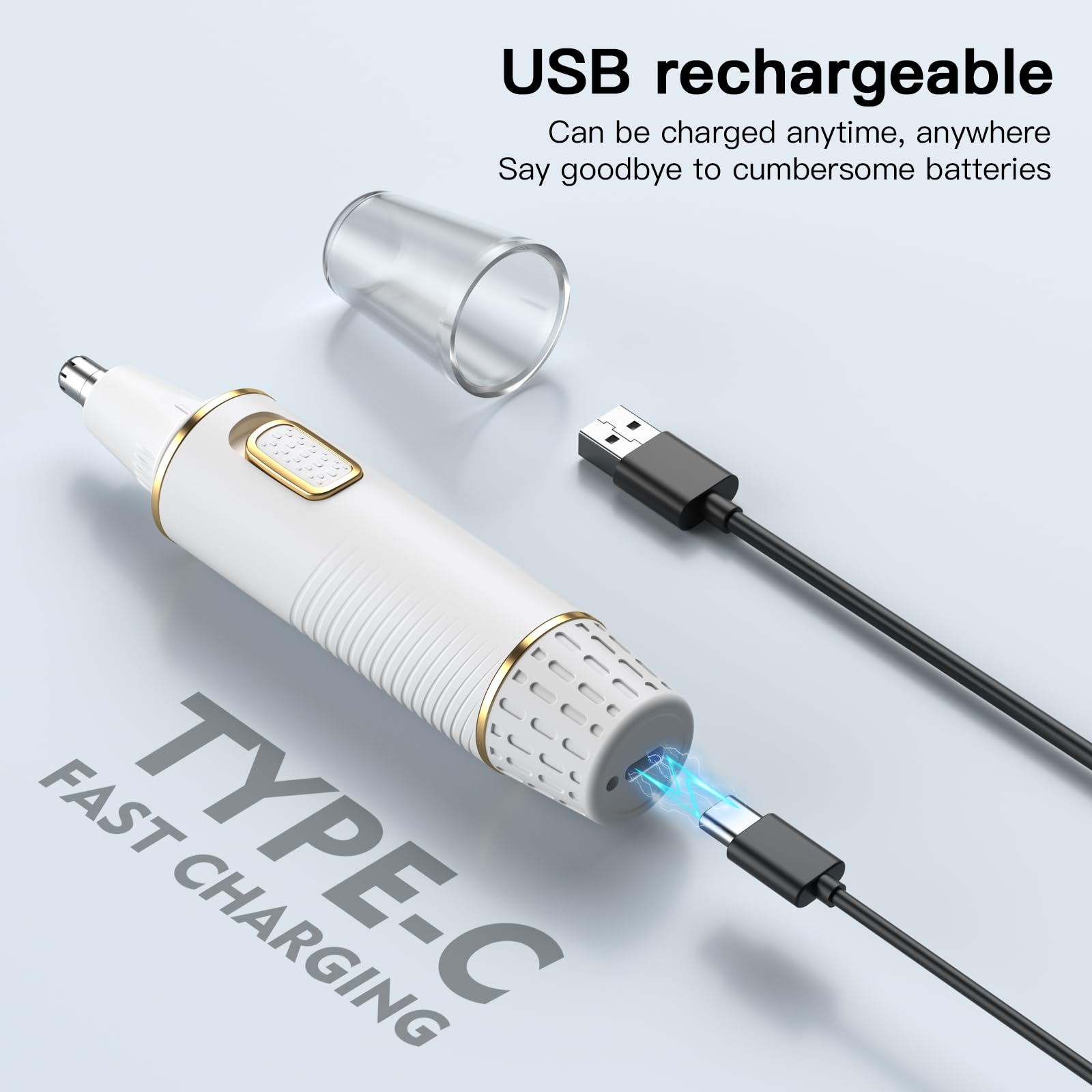 Nasenhaartrimmer für Damen Herren, 2024 Schmerzloser USB Wiederaufladbarer Nasenhaarschneider, Ohr- und Nasenhaarschneider für Damen Herren, Professioneller Gesichtshaartrimmer mit IPX7 wasserdichten