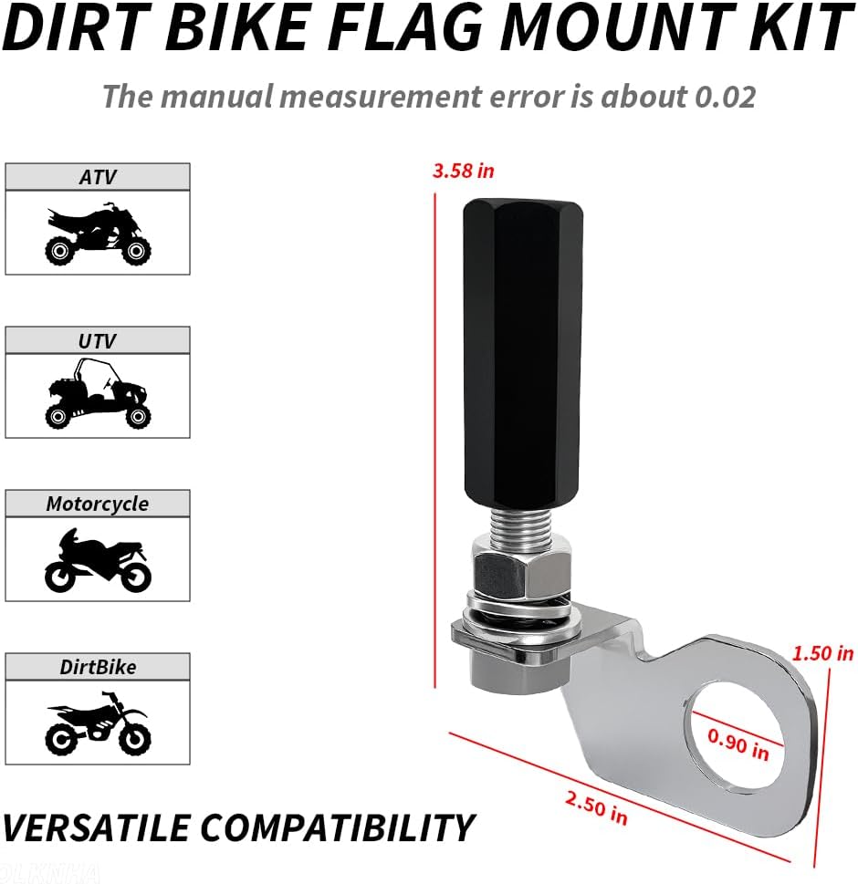 2PCS Dirt Bike Flag Mount, Motorcycle Motocross Dune Flag, Motorcycle Flag Mount, 22.5mm Rear Axle Mounting Holder Set for Quick Install 1/4" Whip Flag Pole-Black