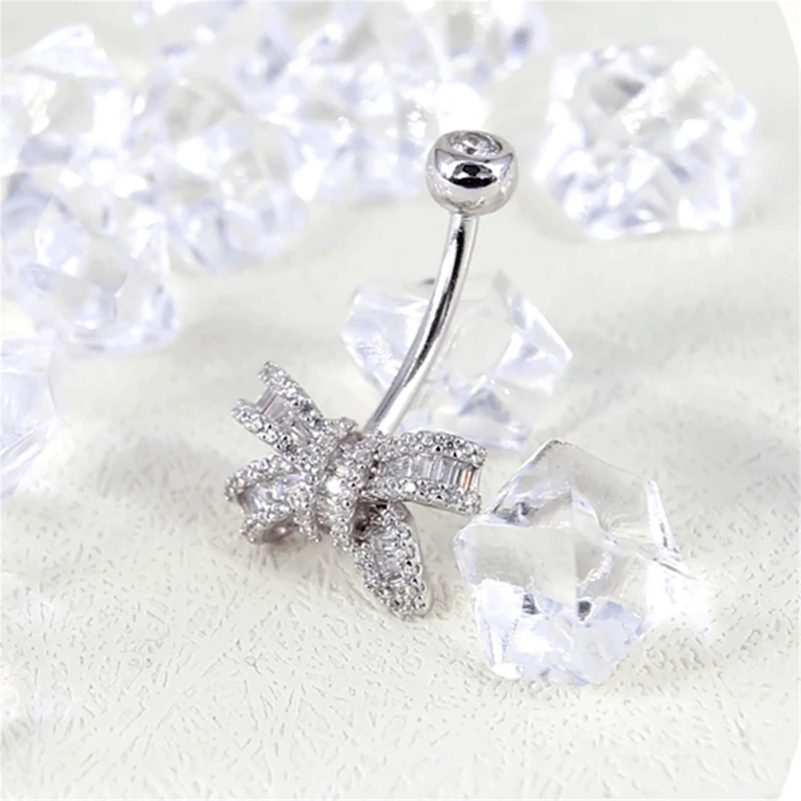 925 Sterling Silber Bowknot Bauchnabel Piercing Frauen Schmuck Bauchnabel Ring Sexy Dünne Stange