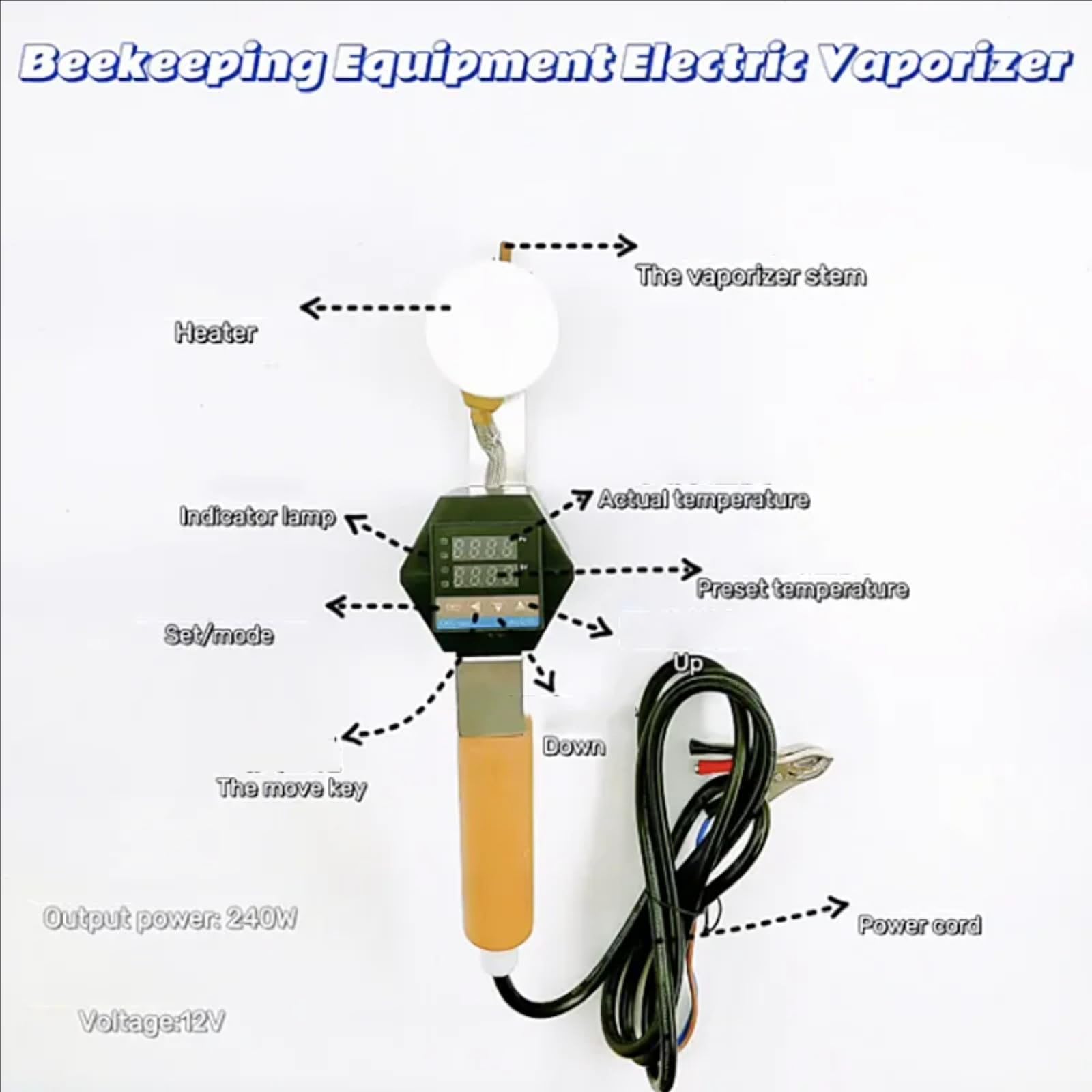 Atomizzatore Digitale di Acido Ossalico, Vaporizzatore per Alveari con Controllo della Temperatura, Strumento Ad Alta Efficienza per L'apicoltura per Il Trattamento degli Acari negli Alveari