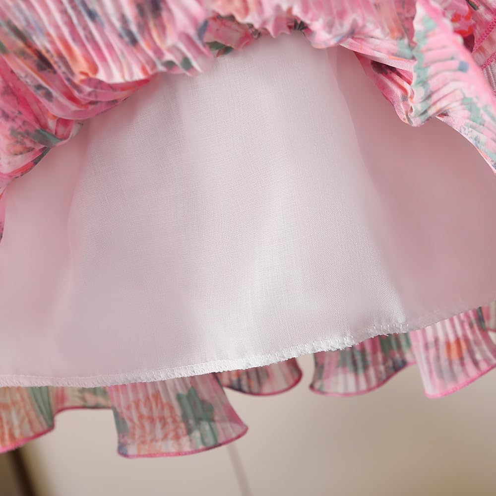 Girls Sleeveless Dress Kids Floral Print Cami Dress Backless Summer Dresses Flare Casual Beach Midi Dresses - Image 6