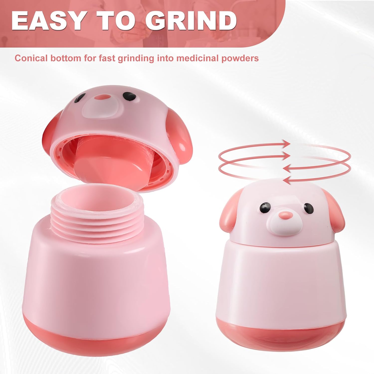 Dog Pill Crusher Vitamins, Tablets Crusher and Grinder BPA-Free ABS, Easy to Grind & Clean, Leakproof Portable Crusher for Pets, Kids and Elders(Pink)