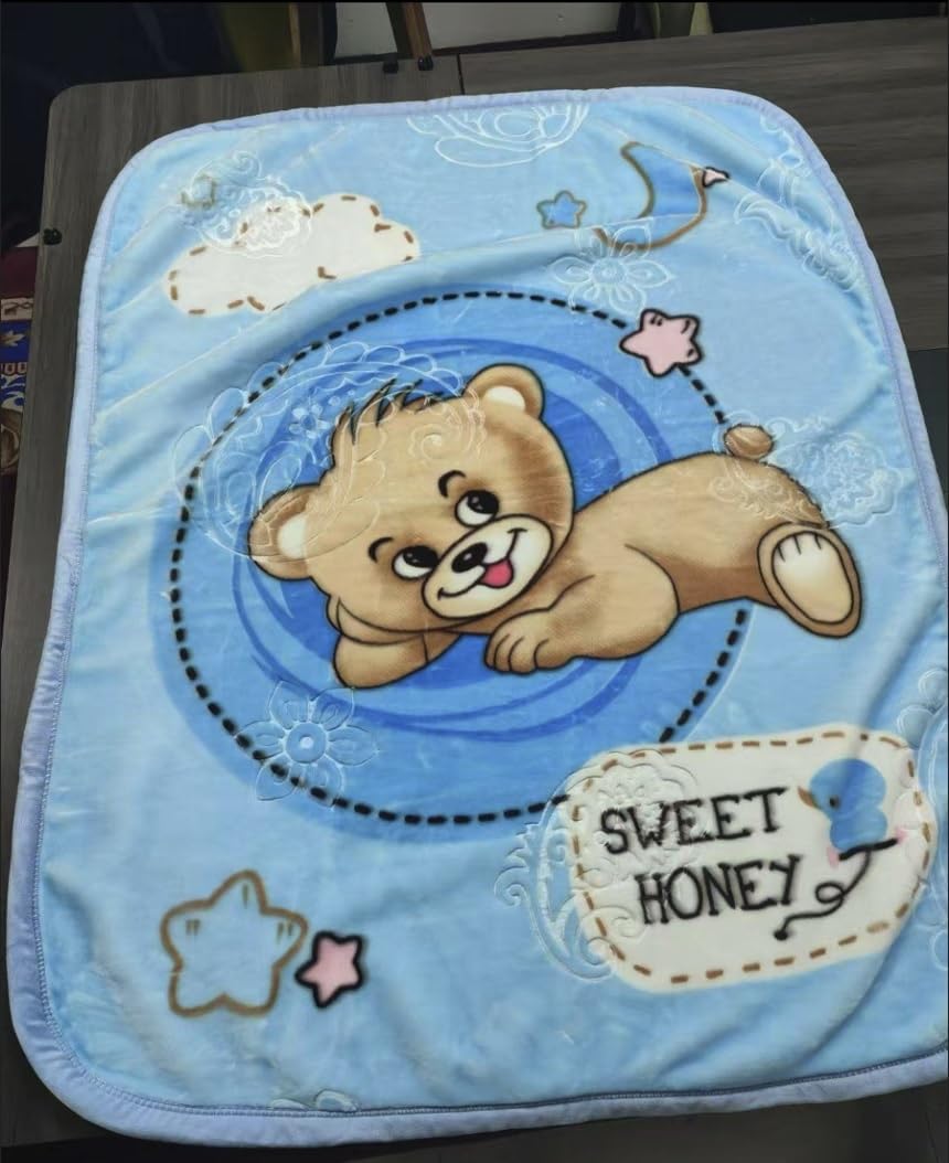 Luxury Product 2ply Soft Mink Baby Cot/Pram Warm Fleece Blanket Toddler Boys & Girls 100x140CM (SkyBlue)
