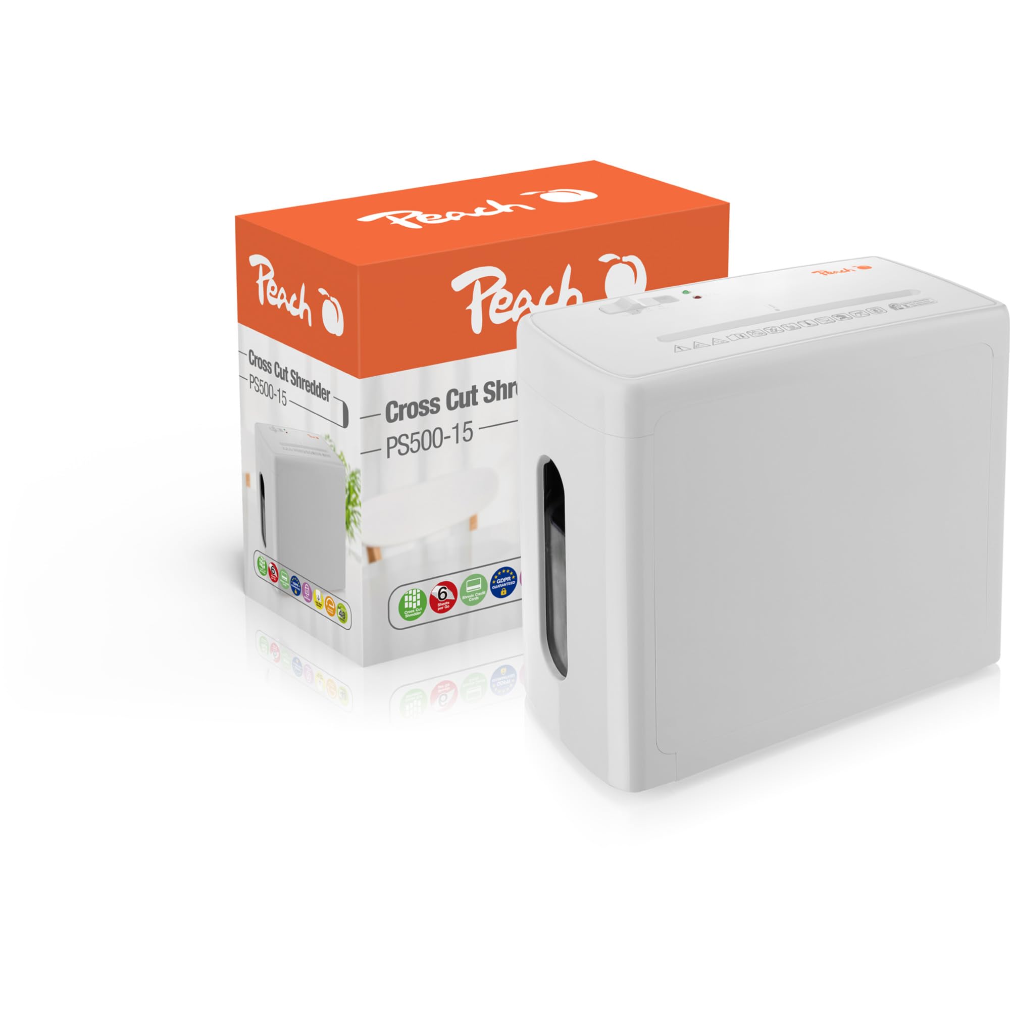Peach PS500-15 triturador de Papel Corte Cruzado 74 dB 21 cm Negro