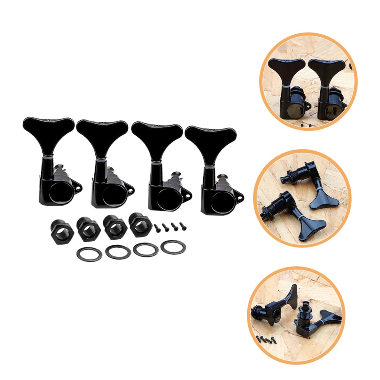 Kisangel 4r Bass Tuning Key Bass Tuning Pegs Machine Heads Replacement Parts Easy to Install