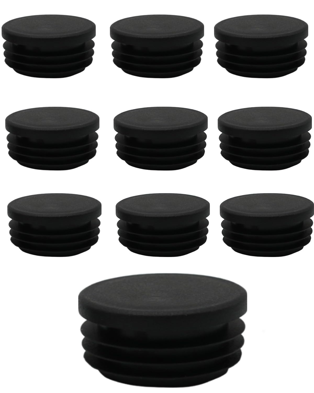 KGDUYC Tapón de tubo redondo de plástico de 10 piezas, tapón redondo de plástico PE, tapón de tubo de 40 mm, para tubos redondos de silla, tubos de aluminio - negro