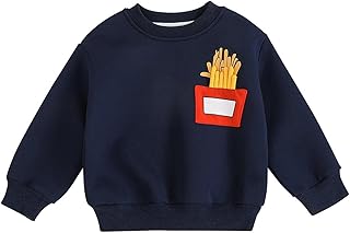 Moletom com capuz legal para crianças adolescentes, algodão macio, quente, gola redonda, manga comprida, gola redonda, estampa de batatas fritas