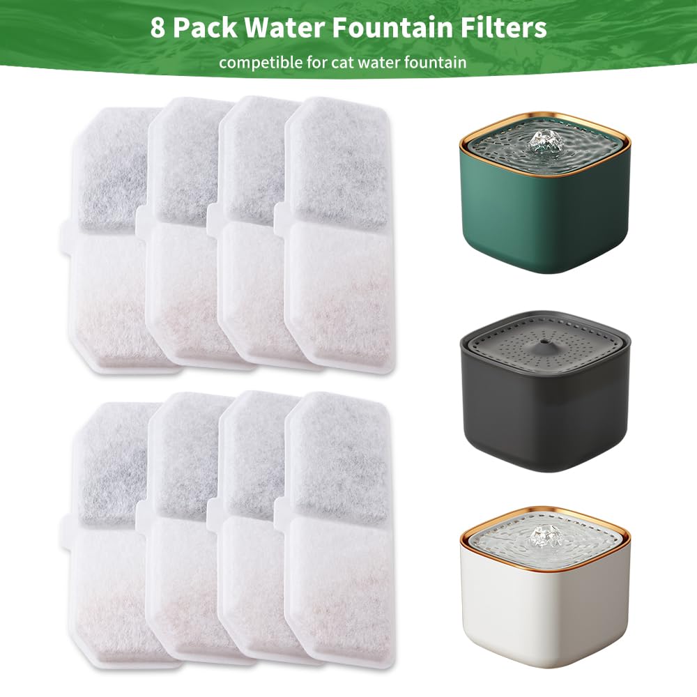 12 Pack Cat Water Fountain Filters,Pet Water Fountain Filter Replacement Competible with Charcoal Water Fountain Filter Compatible with Cat Water Dispenser (White - Image 2