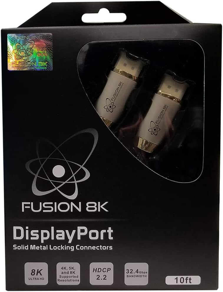 Fusion8K DisplayPort Cable - Professional Series Gaming Monitor DP Cable (10 Feet)