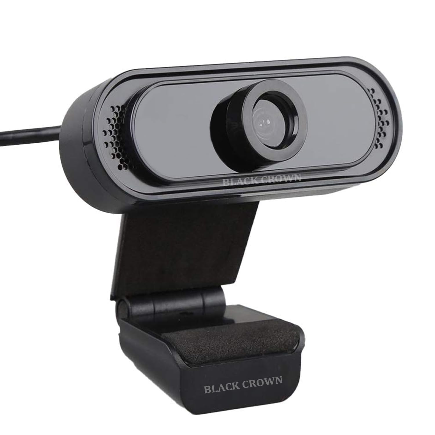 BLACK CROWN Webcam HD 720P, Noise Isolated Microphone with Computer HD stremaing Web cam for Desktop, Laptop with mic with Wide Angle Lens & Large Sensor for Superior Low Light, Optical. (042)(Black)