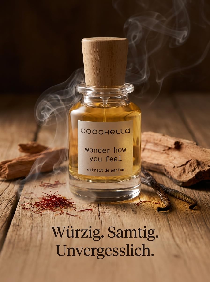 Coachella - Wonder How You Feel - Extrait de Parfum, 50 ml | Unisex | 21 % Duftöl | Made in France | Würzig, Oriental & Holzig | Langanhaltend