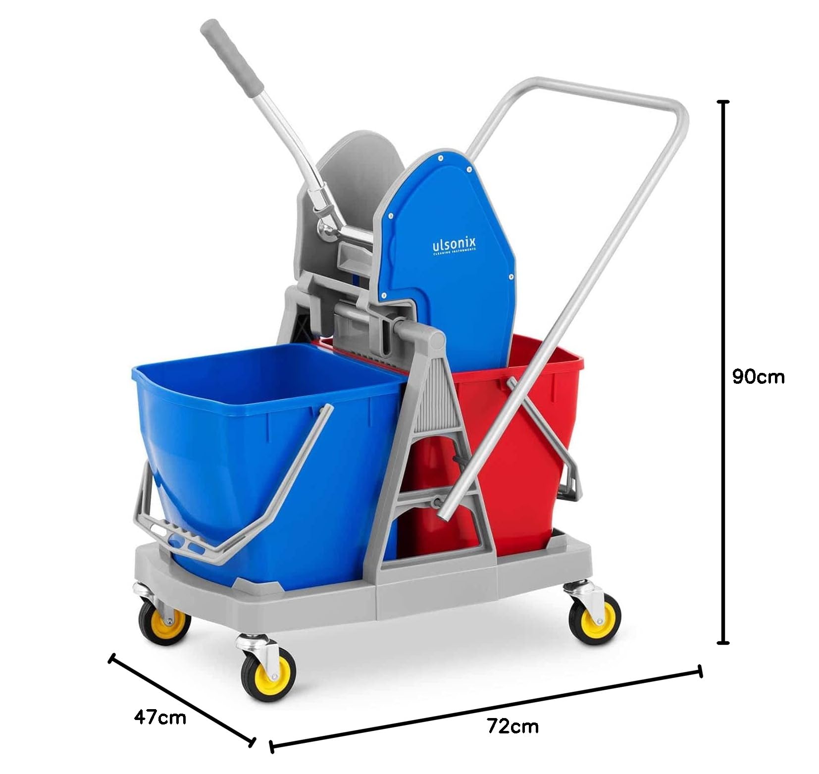 Carrello Pulizie Professionale Con Secchio Lavapavimenti Doppio E Strizzatore UNICLEAN 11 (40 litri, Plastica)