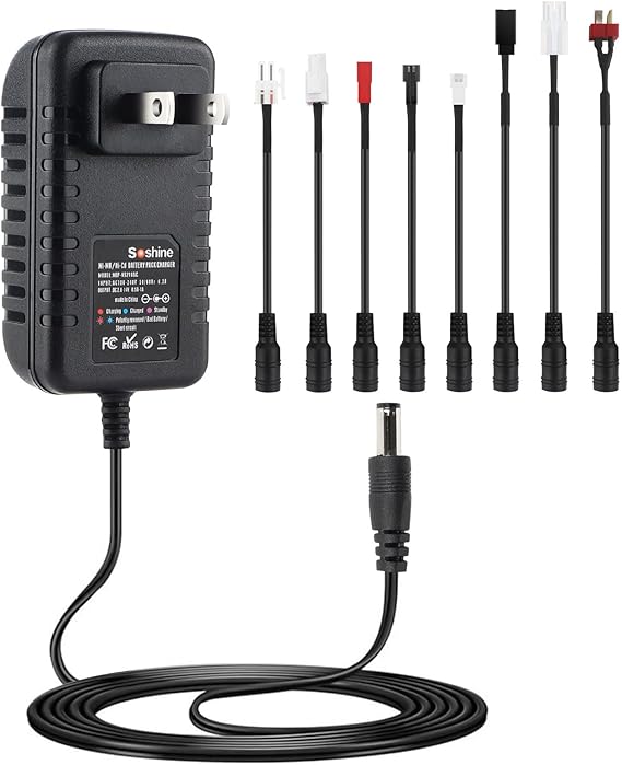 RC Battery Charger for 4.8V 7.2V 8.4V 9.6V NiMH/NiCD Battery, RC Car Charger for 2.4V-12V NiMH/NiCD B attery Pack(NOT for LiPO Battery)