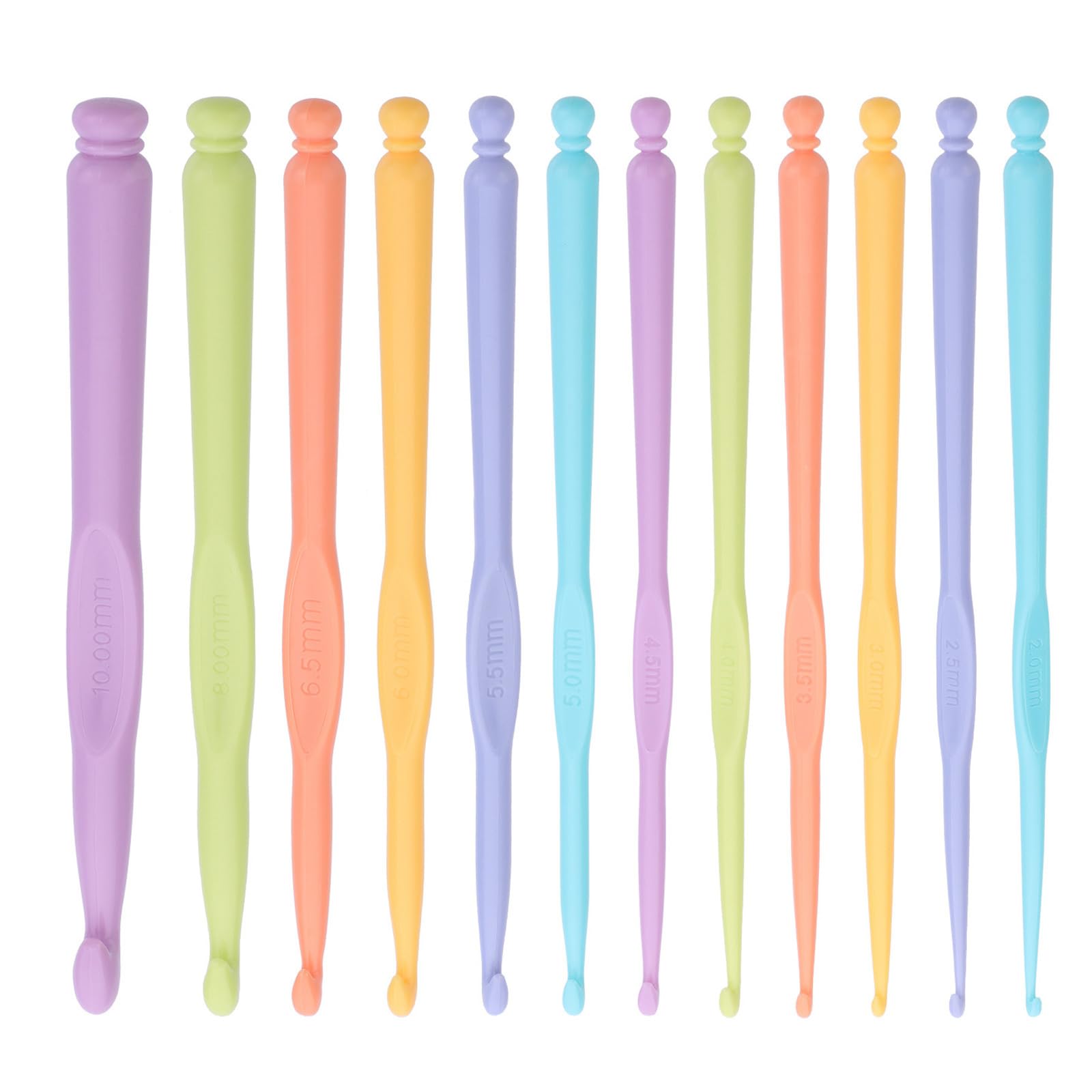 12 Pcs 2.0mm-10.0mm Crochet Hook Set Colourful Knitting Needle Ergonomical Crochet Needle Accessories