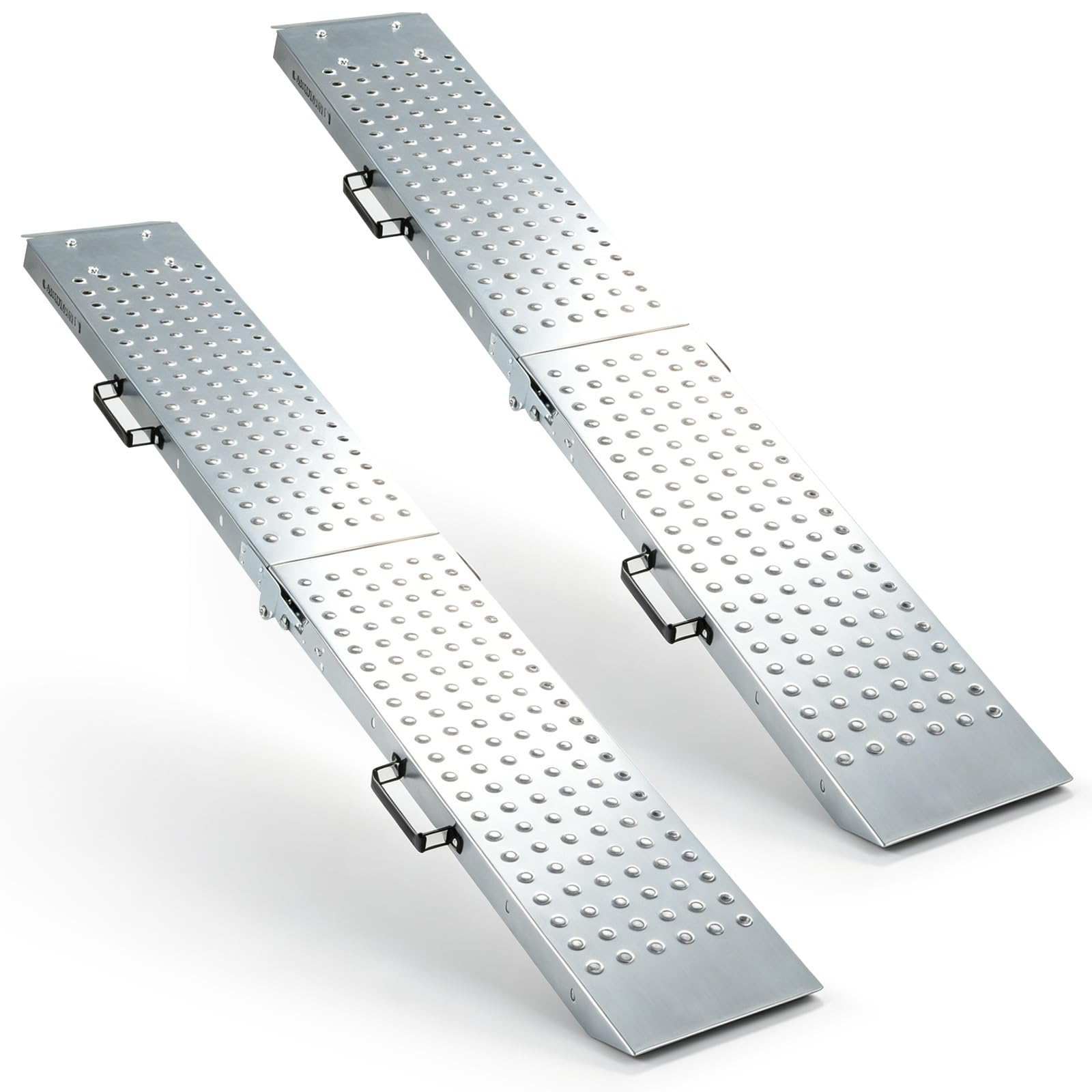 COSTWAY Set de 2 Rampas de Carga Plegables, Capacidad 400 kg | Rampa de Acceso con Asas Portátiles, Superficie Antideslizante para Coches, Silla de Ruedas y Remolques, Riel de Elevación