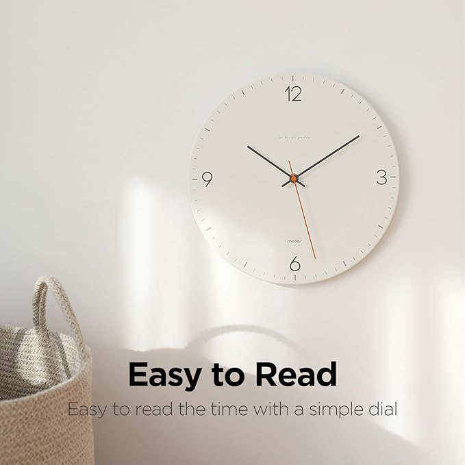Reloj de Pared Mooas Flatwood 12" Analógico Silencioso - Negro Simple miniatura 7