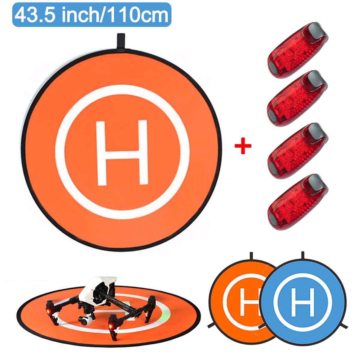 O'woda RC Drones Landing Pad Universal Double-sided Waterproof Folding Landing Deck 110cm for DJI Mavic Air 2 / PRO / Inspire / Phantom 3/4 / Parrot Bebop / Yuneec Typhoon and More