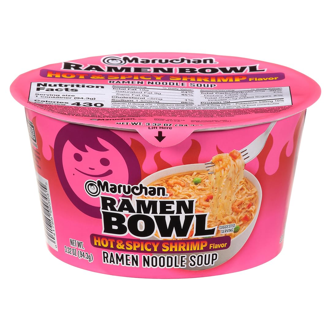Maruchan Hot & Spicy Shrimp / 3.32 Ounce (Pack of 6) / 1 Noodle Soups