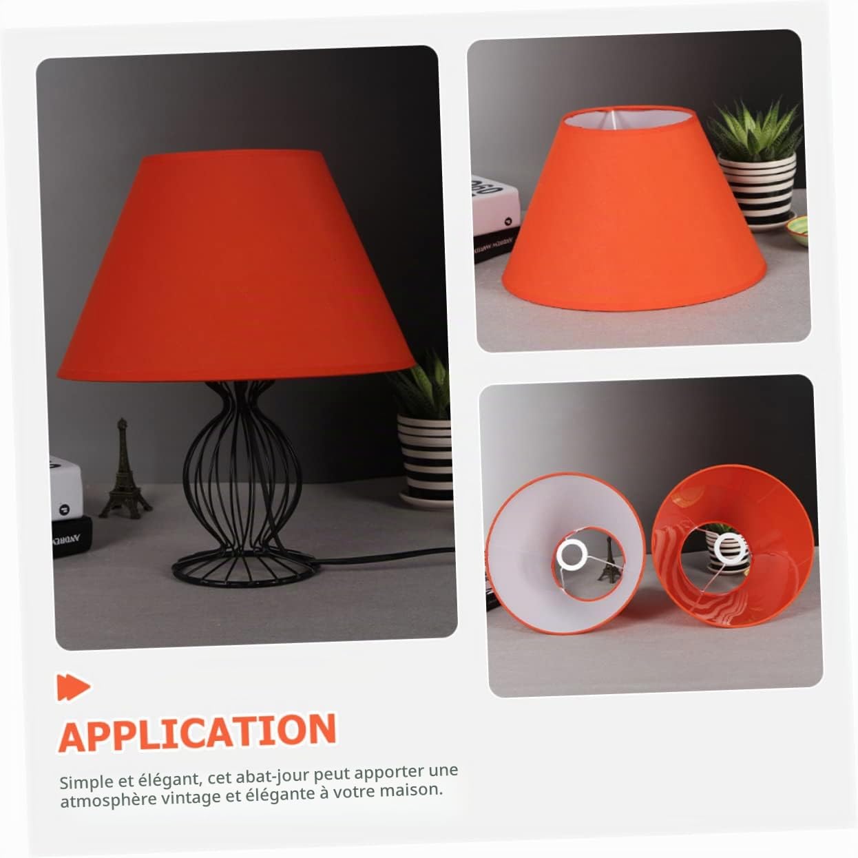 CLISPEED Abat Jour Tissu Orange pour Lampe de Table Style Simple et Élégant Compatible avec Lampes de Bureau et Appliques Murales Ajout Vintage à Votre Intérieur