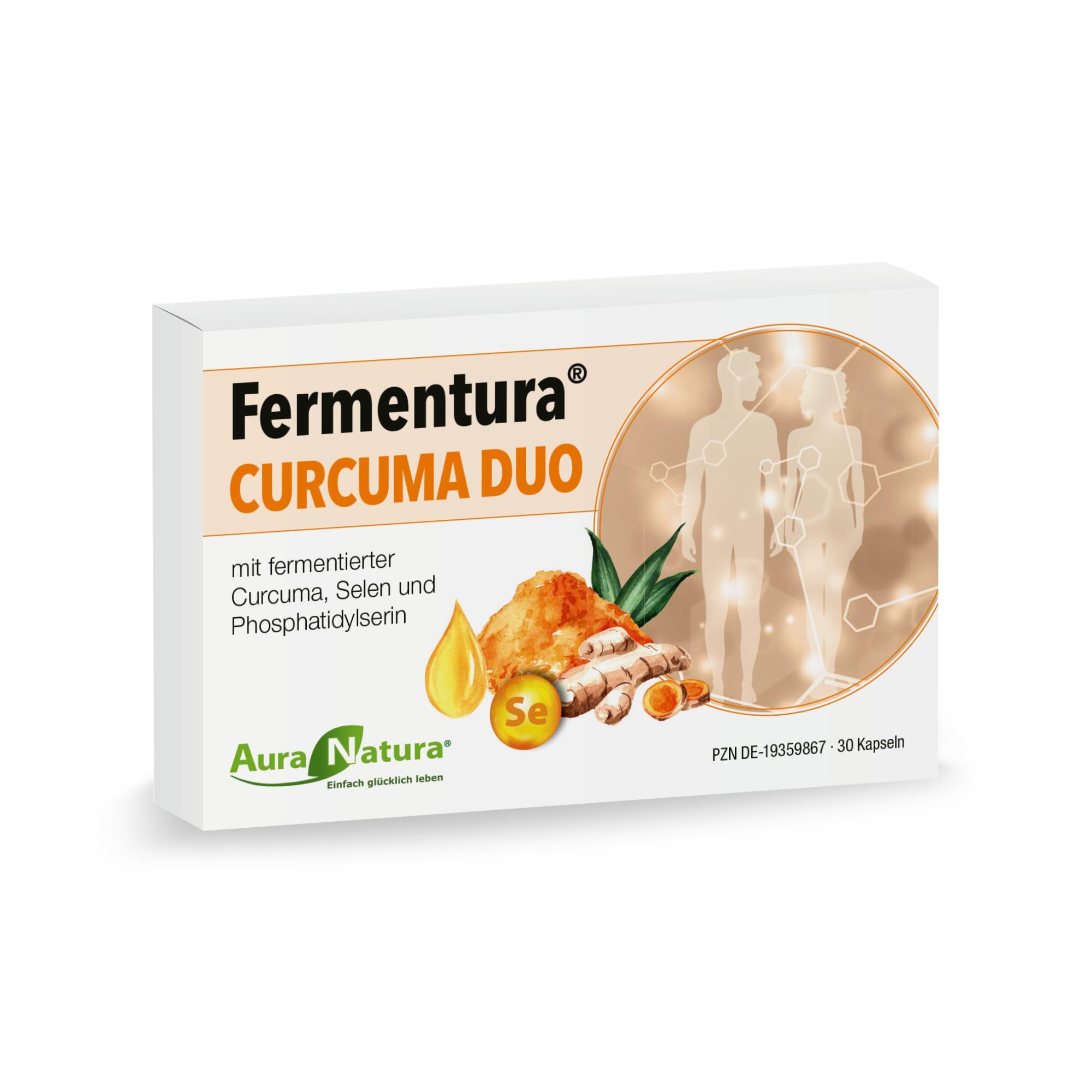 Fermentura® CURCUMA DUO | Hochdosierte Kurkuma-Kapseln mit fermentiertem Curcuma-Granulat | Mit Selen & Phosphatidylserin | 30 vegane Kurkuma-Kapseln ohne Zusätze
