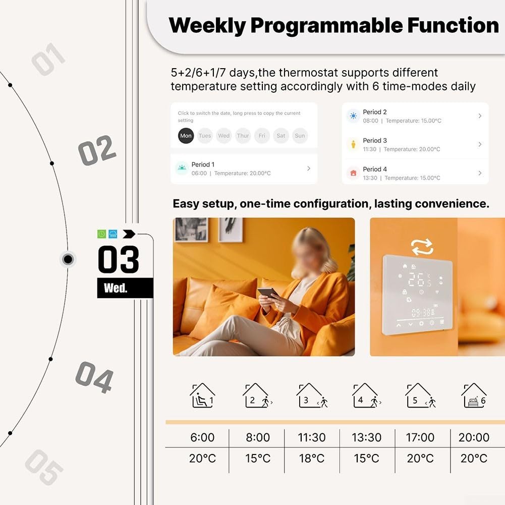 WLAN Raumthermostat mit LCD Display für Heizung