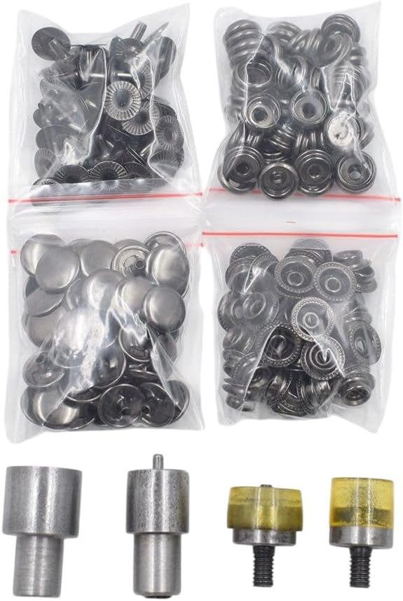 50 Sets of 12.5mm/15mm Metal Spring o Snap Buttons with 1 Set Thread Interface Mold - Fast Install Press Studs Tool for Crafting and DIY Projects - (Color: Silver-15Mm)