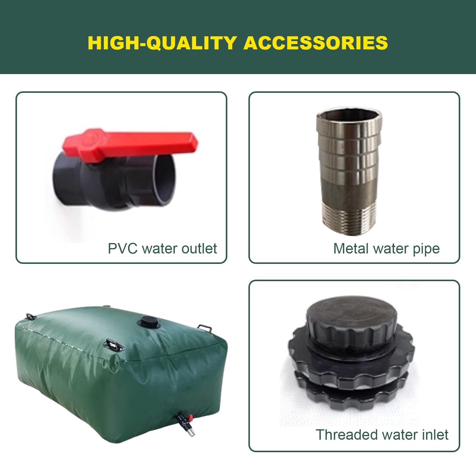 Deposito de Agua con Grifo, Tanque de Agua Plegable, Contenedores Almacenamiento Vejiga Agua for Exteriores, Supervivencia, RV, Jardín(1000L/264Gal)