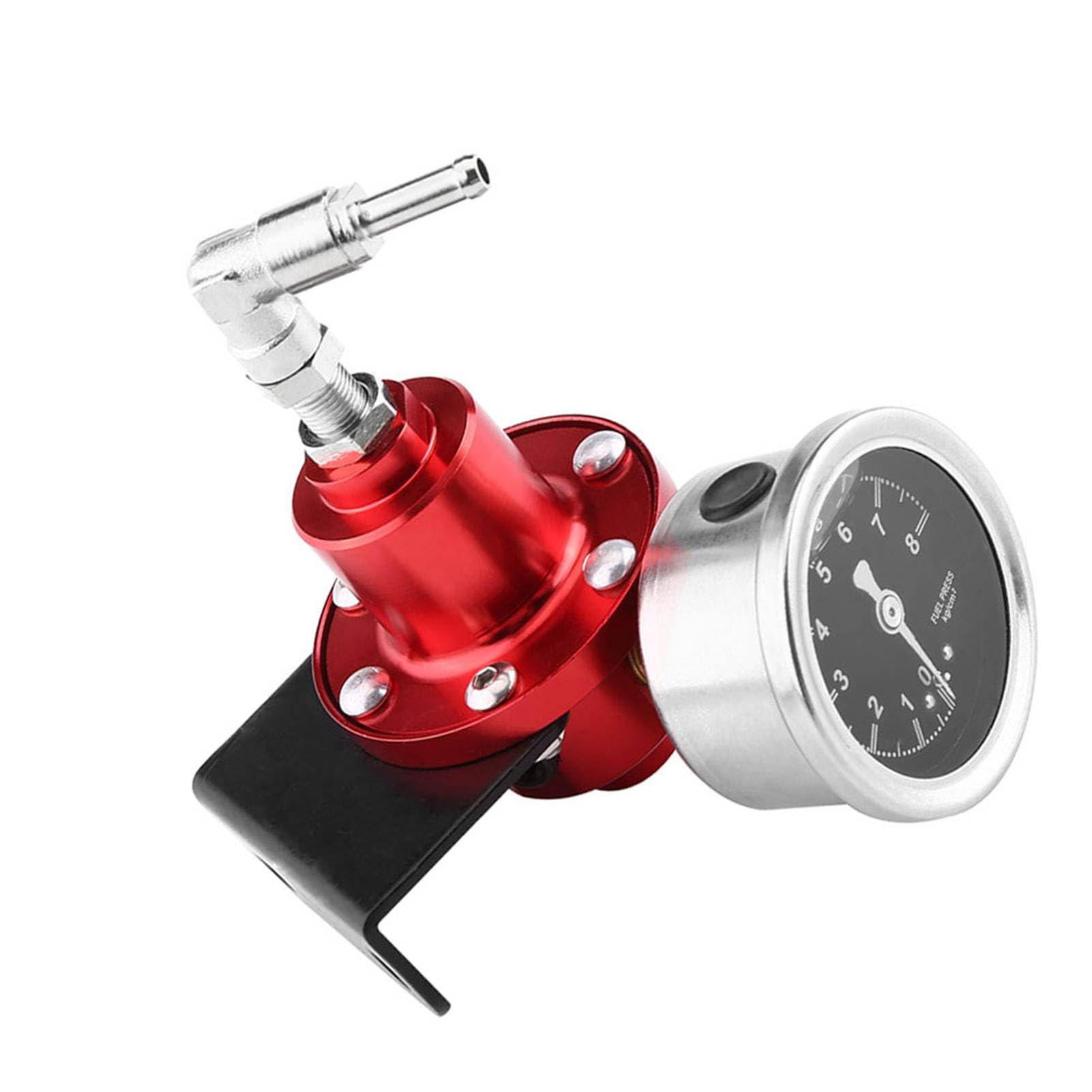 Yctze Regolatore Pressione Benzina - Componenti di distribuzione ricambi Auto Regolatore di Pressione del Carburante FPR Regolabile in Alluminio Universale con manometro per Auto Rossa
