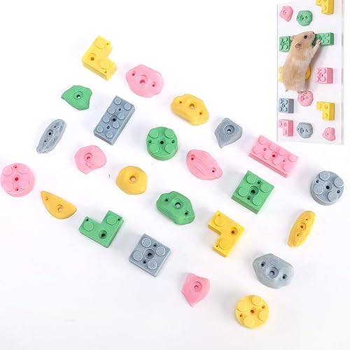 Hamster Climbing Wall Toys, DIY Colorful Rock with Traceless Adhesive,