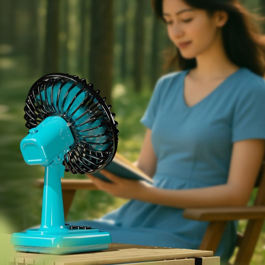 Retro Alloy Mini Desk Fan USB Rechargeable 3 Speeds Portable Vintage Office Desktop Fan With Metal Grille