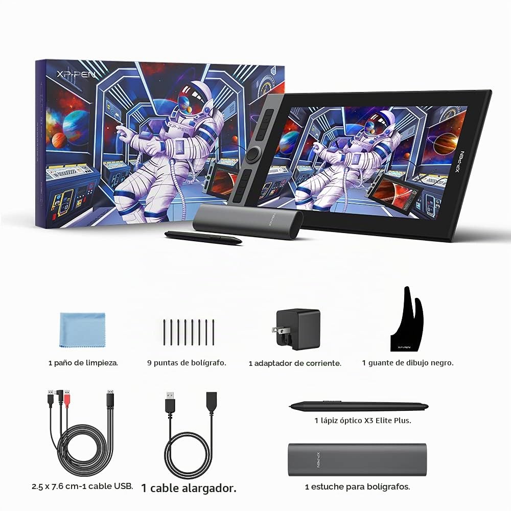 XPPen Artist Pro 16 Tableta Gráfica con Pantalla con Lápiz X3 8192 Niveles | Tableta Gráfica Dibujo Digital Antideslumbrante de 133% sRGB, Compatible con Windows/Mac OS/Linux Profesional para Dibujar