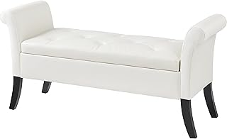 Yaheetech Storage Bench for Entryway Leather Window Bench with Rolled Ar...