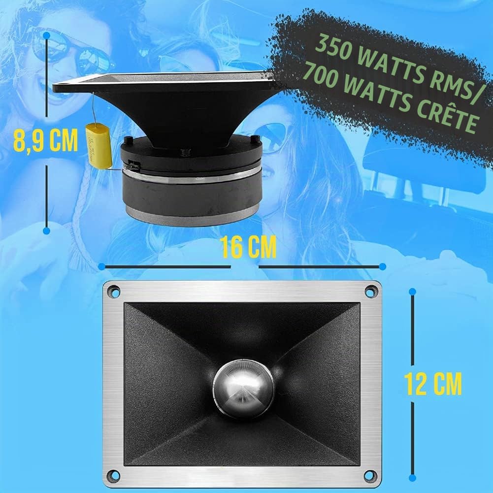 1 MASTER AUDIO BST300 Driver Tweeter à Compression 12 x 16 cm 350 Watt rms et 700 Watt Max Disco Party impédance 4 ohms sensibilité 112 DB spl Voiture, 1 pièce