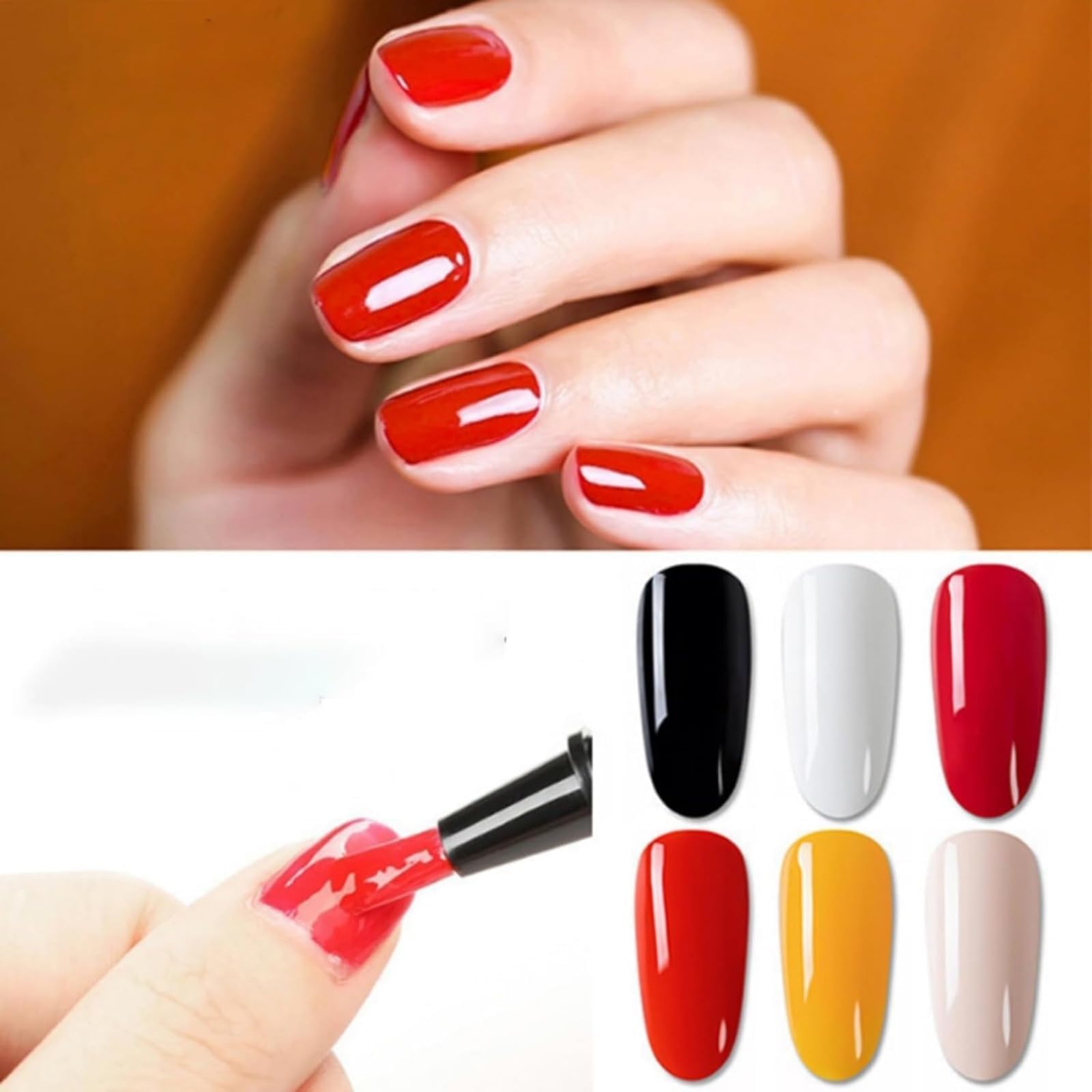 Nail Polish Pens Quick Dry, Gel Nail Polish Pen 3 in 1, Quick Drying Gel Nails Pen Polish Set, 6 Colors Per Set (#3)