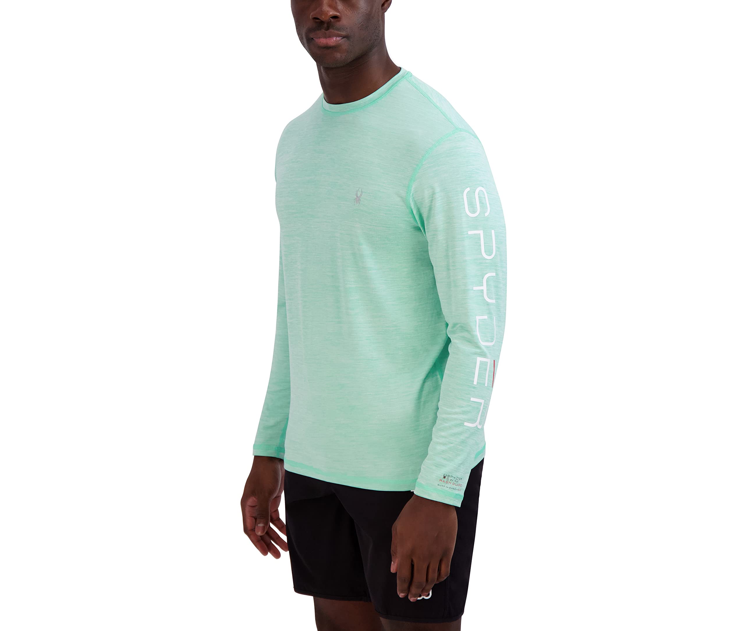 Spyder Quick Dry UPF Rashguard Lightweight Long Sleeve Solid Heather Hybrid Swim Shirt Maglietta Rash Guard Uomo